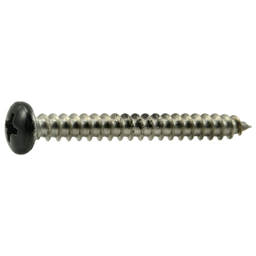 #8 x 1-1/2" Black Painted 18-8 Stainless Steel Phillips Pan Head Sheet Metal Screws