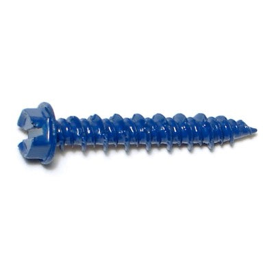 3/16" x 1-1/4" Blue Ruspert Coated Steel Slotted Hex Washer Head Masonry Screws