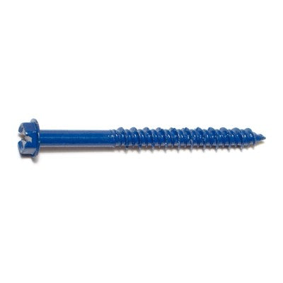 3/16" x 2-1/4" Blue Ruspert Coated Steel Slotted Hex Washer Head Masonry Screws