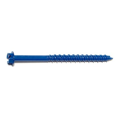 3/16" x 2-3/4" Blue Ruspert Coated Steel Slotted Hex Washer Head Masonry Screws