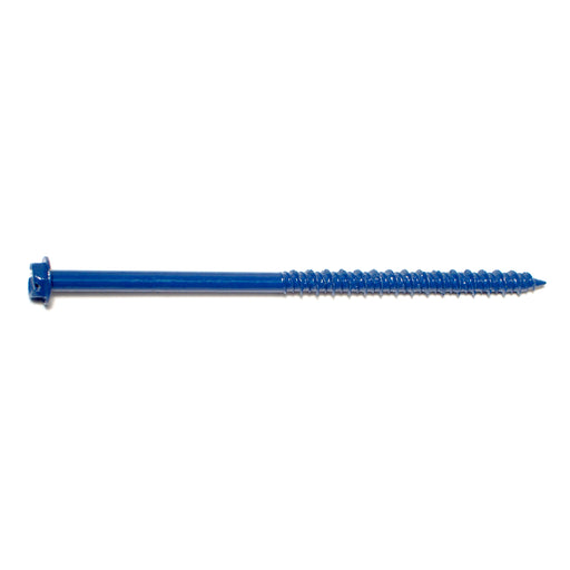 3/16" x 4" Blue Ruspert Coated Steel Slotted Hex Washer Head Masonry Screws