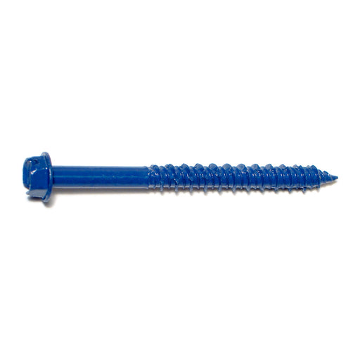 1/4" x 2-3/4" Blue Ruspert Coated Steel Slotted Hex Washer Head Masonry Screws