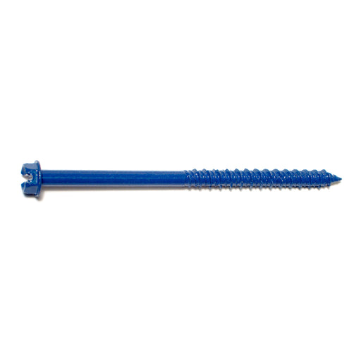 1/4" x 4" Blue Ruspert Coated Steel Slotted Hex Washer Head Masonry Screws