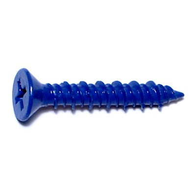 3/16" x 1-1/4" Blue Ruspert Coated Steel Phillips Flat Head Masonry Screws