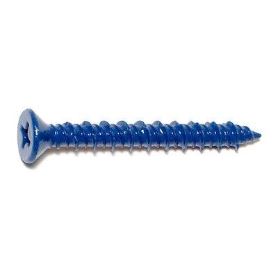 3/16" x 1-3/4" Blue Ruspert Coated Steel Phillips Flat Head Masonry Screws