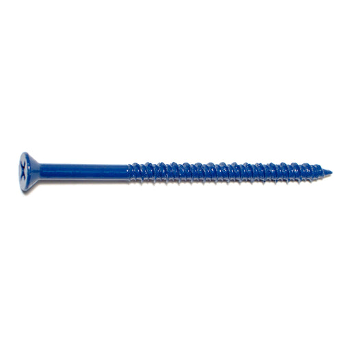 3/16" x 3-1/4" Blue Ruspert Coated Steel Phillips Flat Head Masonry Screws