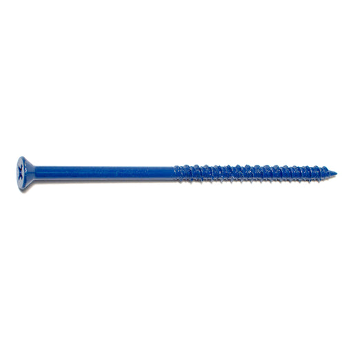 3/16" x 4" Blue Ruspert Coated Steel Phillips Flat Head Masonry Screws