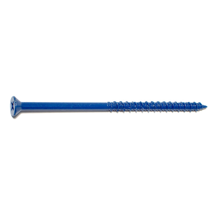 3/16" x 4" Blue Ruspert Coated Steel Phillips Flat Head Masonry Screws