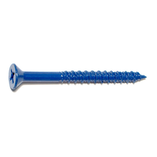 1/4" x 2-3/4" Blue Ruspert Coated Steel Phillips Flat Head Masonry Screws