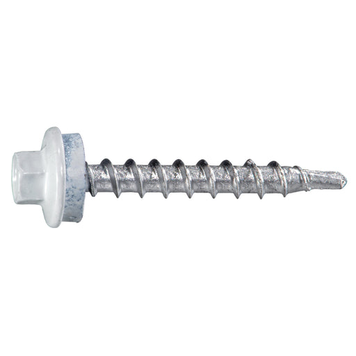 #10-14 x 1-1/2" White Painted Steel Hex Washer Head Pole Barn Self-Drilling Screws