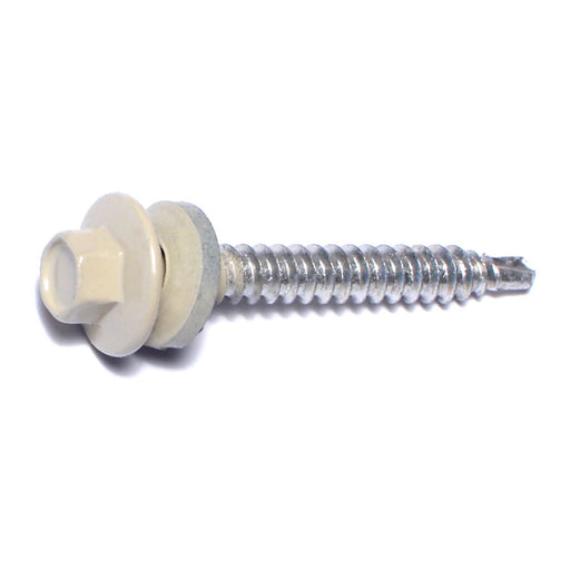 #10-14 x 1-1/2" Beige Painted Steel Hex Washer Head Pole Barn Self-Drilling Screws