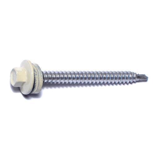 #10-14 x 2" Beige Painted Steel Hex Washer Head Pole Barn Self-Drilling Screws