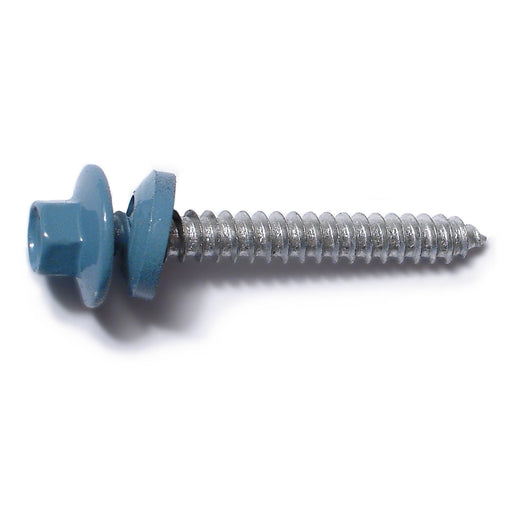 #10-14 x 1-1/2" Blue Painted Steel Hex Washer Head Pole Barn Self-Drilling Screws