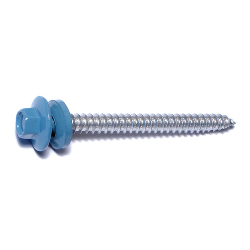 #10-14 x 2" Blue Painted Steel Hex Washer Head Pole Barn Self-Drilling Screws