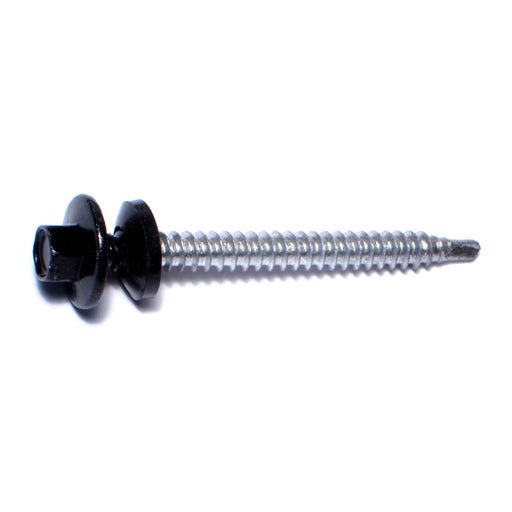 #10-14 x 2" Black Painted Steel Hex Washer Head Pole Barn Self-Drilling Screws