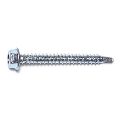 #8-18 x 1-1/2" Zinc Plated Steel Hex Washer Head Self-Drilling Screws