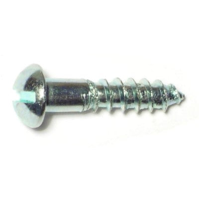 #8 x 3/4" Zinc Plated Steel Slotted Round Head Wood Screws