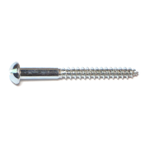 #8 x 1-3/4" Zinc Plated Steel Slotted Round Head Wood Screws