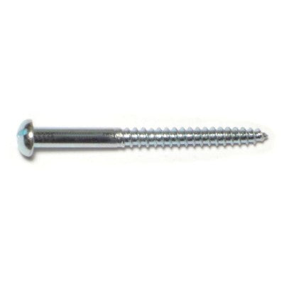 #8 x 2" Zinc Plated Steel Slotted Round Head Wood Screws