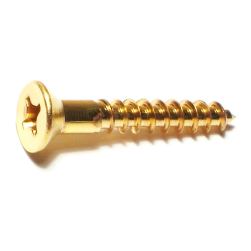 #10 x 1-1/4" Brass Phillips Flat Head Wood Screws