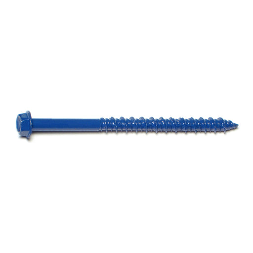 3/16" x 2-3/4" Blue Ruspert Coated Steel Slotted Hex Washer Head Masonry Screws