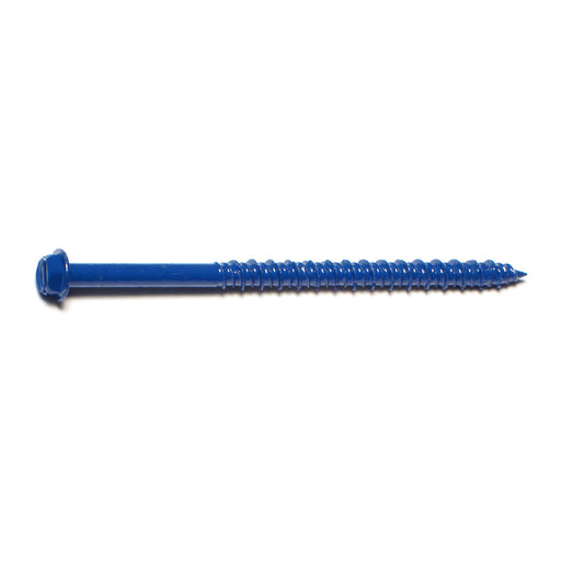 3/16" x 3-1/4" Blue Ruspert Coated Steel Slotted Hex Washer Head Masonry Screws