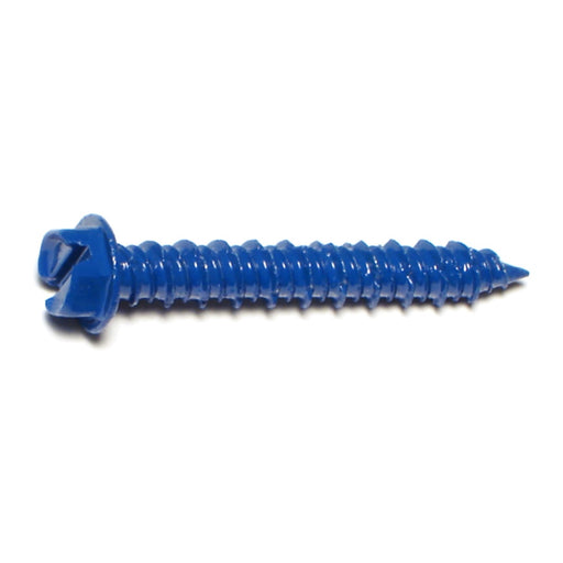 1/4" x 1-3/4" Blue Ruspert Coated Steel Slotted Hex Washer Head Masonry Screws