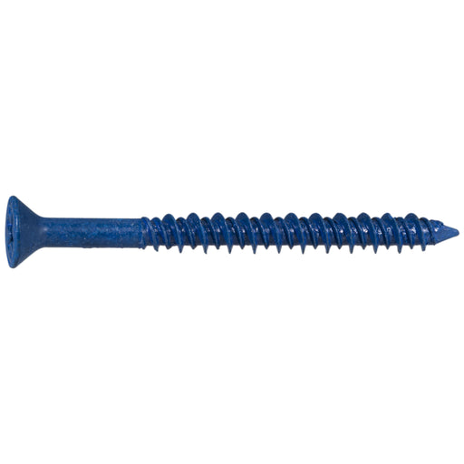 3/16" x 2-1/4" Blue Ruspert Coated Steel Phillips Flat Head Masonry Screws