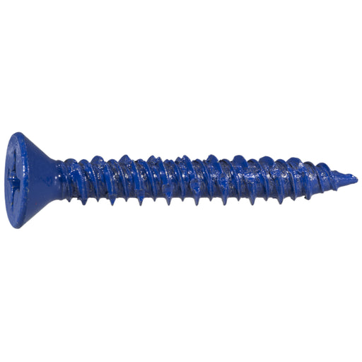 1/4" x 1-3/4" Blue Ruspert Coated Steel Phillips Flat Head Masonry Screws