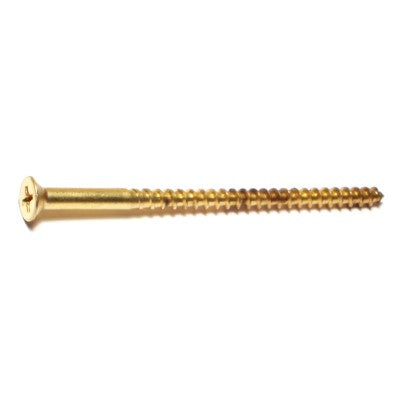 #8 x 3" Brass Phillips Flat Head Wood Screws