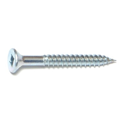 #8 x 1-1/2" Zinc Plated Steel Square Drive Flat Head Wood Screws