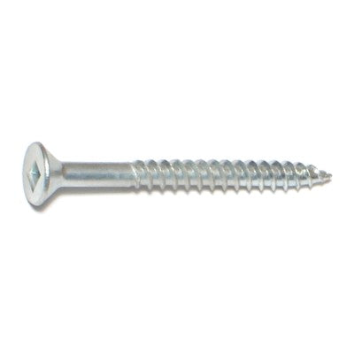 #8 x 1-3/4" Zinc Plated Steel Square Drive Flat Head Wood Screws