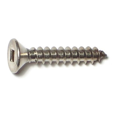 #12 x 1-1/4" 18-8 Stainless Steel Square Drive Flat Head Sheet Metal Screws