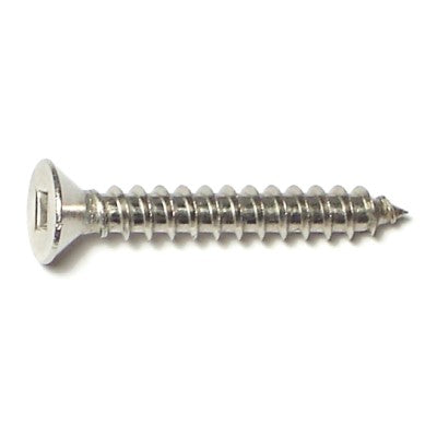 #12 x 1-1/2" 18-8 Stainless Steel Square Drive Flat Head Sheet Metal Screws