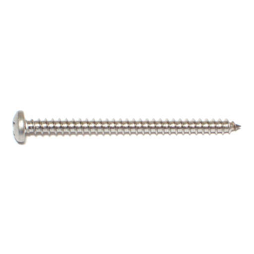 #12 x 3" 18-8 Stainless Steel Phillips Pan Head Sheet Metal Screws