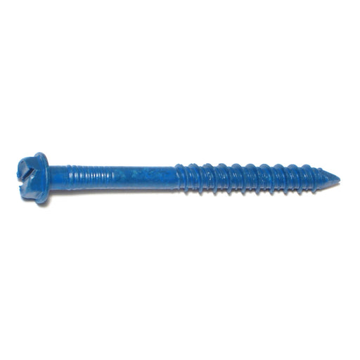 1/4" x 2-3/4" Blue Ruspert Coated Steel Hex Washer Head Tapcon Masonry Screws