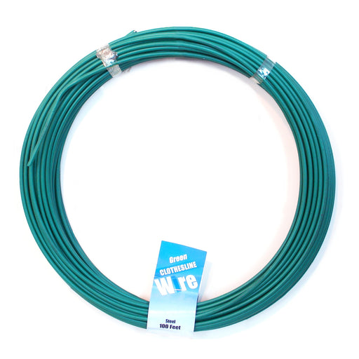 15 WG x 100' Green Steel Clothesline Wire