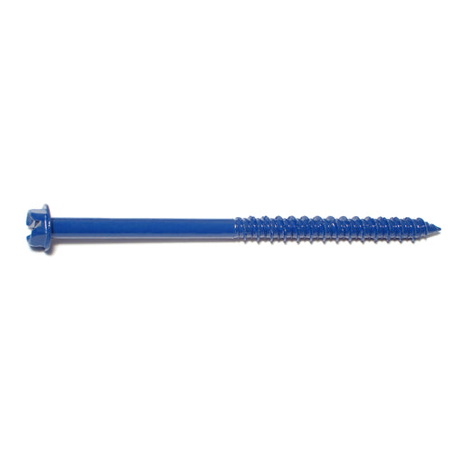 1/4" x 4" Blue Ruspert Coated Steel Slotted Hex Washer Head Masonry Screws