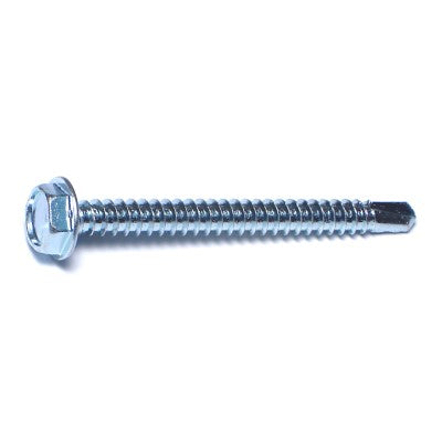 #10-16 x 2" Zinc Plated Steel Hex Washer Head Self-Drilling Screws