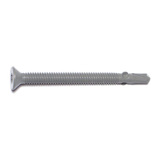 #14-14 x 3" Gray Ruspert Coated Steel Star Drive Flat Head Self-Drilling Screws with Wings