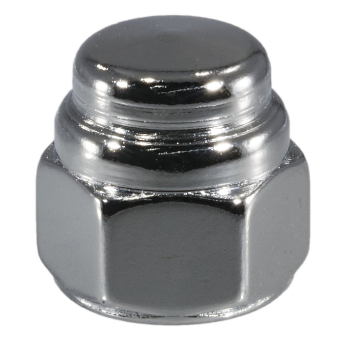 7/16"-20 Chrome Plated Steel Fine Thread Flat Head Acorn Cap Nuts