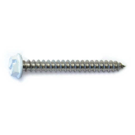 #8-14 x 1-1/2" White Painted 18-8 Stainless Steel Hex Washer Head Sheet Metal Screws