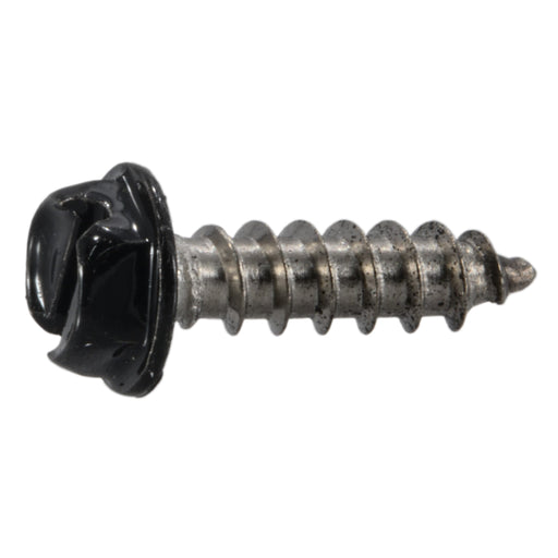 #8 x 5/8" Black Painted 18-8 Stainless Steel Hex Washer Head Sheet Metal Screws