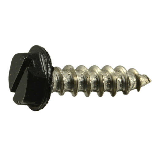 #10 x 3/4" Black Painted 18-8 Stainless Steel Hex Washer Head Sheet Metal Screws