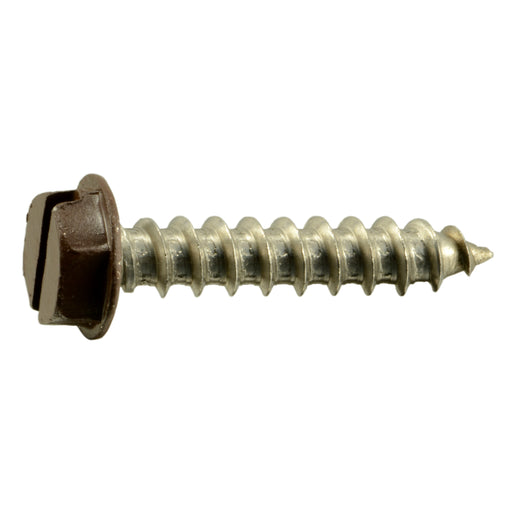 #10 x 1" Brown Painted 18-8 Stainless Steel Hex Washer Head Sheet Metal Screws