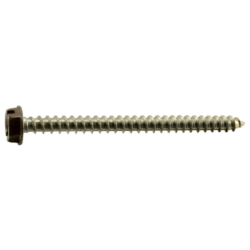 #10 x 2-1/2" Brown Painted 18-8 Stainless Steel Hex Washer Head Sheet Metal Screws