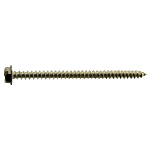 #10 x 3" Brown Painted 18-8 Stainless Steel Hex Washer Head Sheet Metal Screws