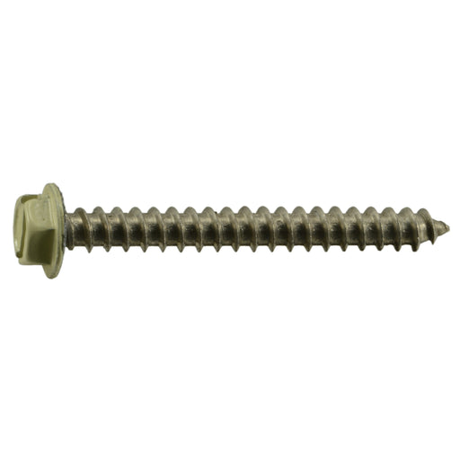 #8 x 1-1/2" Beige Painted 18-8 Stainless Steel Hex Washer Head Sheet Metal Screws