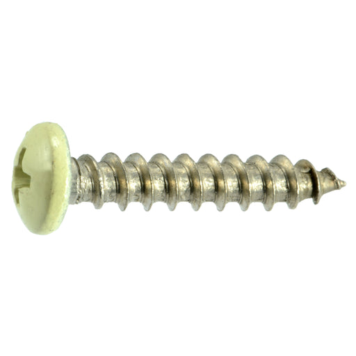 #10 x 1" Beige Painted 18-8 Stainless Steel Phillips Pan Head Sheet Metal Screws