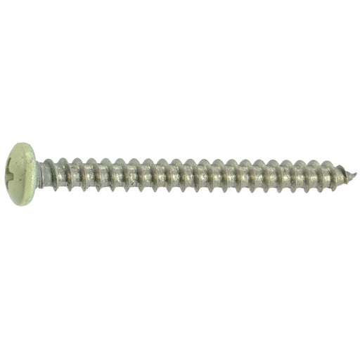 #10 x 2" Beige Painted 18-8 Stainless Steel Phillips Pan Head Sheet Metal Screws